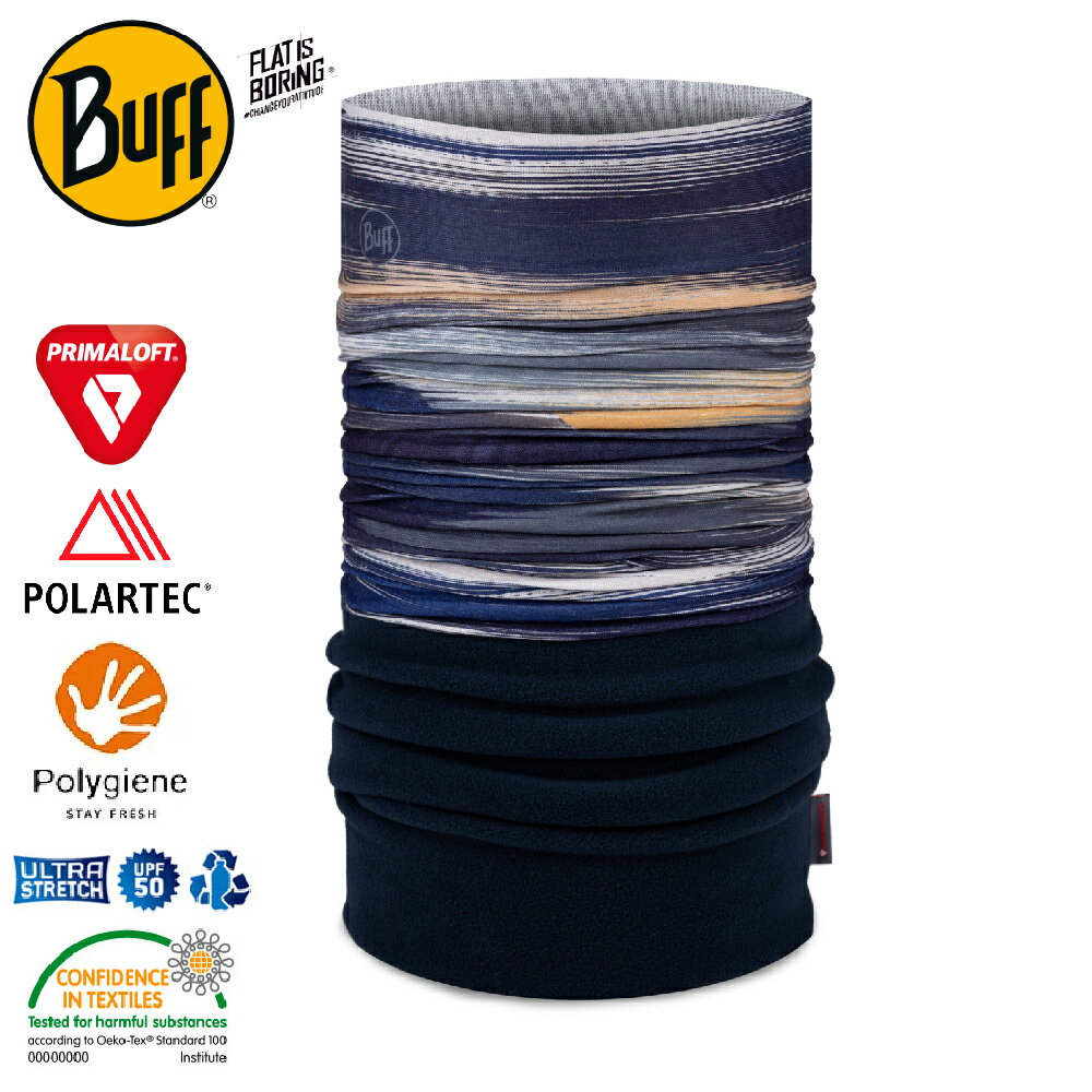 【BUFF 西班牙 Polar保暖頭巾 Plus《午夜流線》】134572/圍脖/帽子/口罩/圍巾/眼罩/萬用魔術頭巾