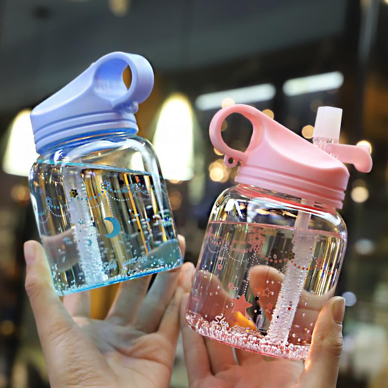 水杯少女心吸管杯子抖音網紅玻璃杯帶吸管便攜大人成人學生隨手杯