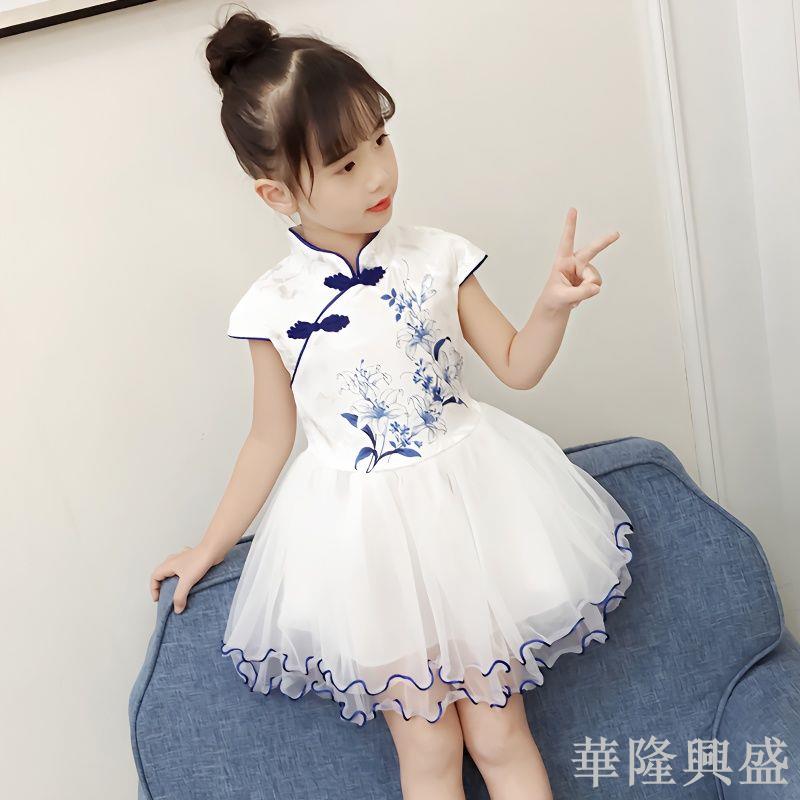 童裝女童連衣裙夏裝2024新款兒童漢服裙子中小童旗袍裙小孩公主裙