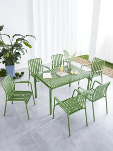 梵派戶外庭院桌椅組合現代簡約咖啡廳奶茶店室外露天鐵藝休閑桌椅