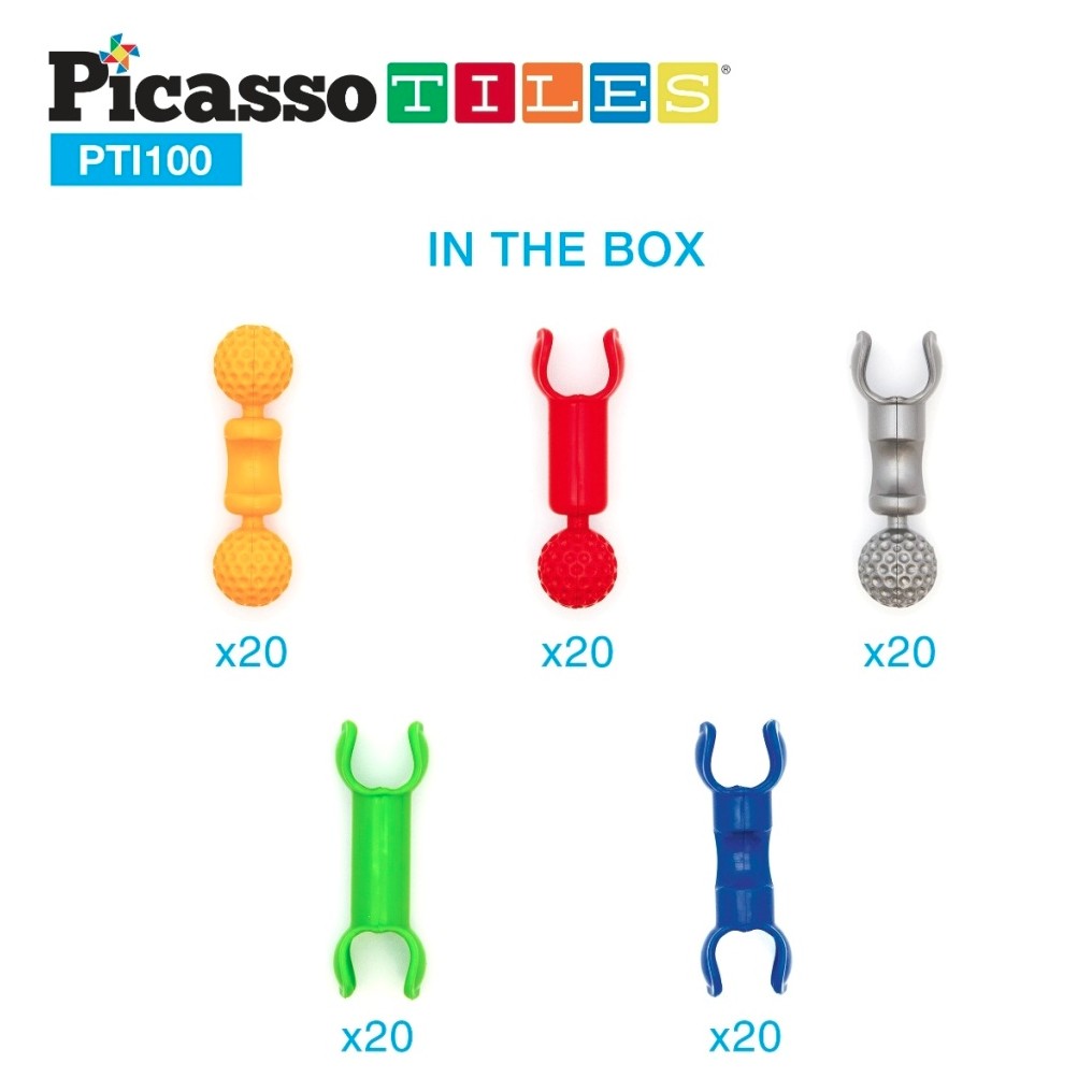 美國畢卡索Picasso Tiles PTI100畢卡索竹節積木100入 卡榫玩具 6