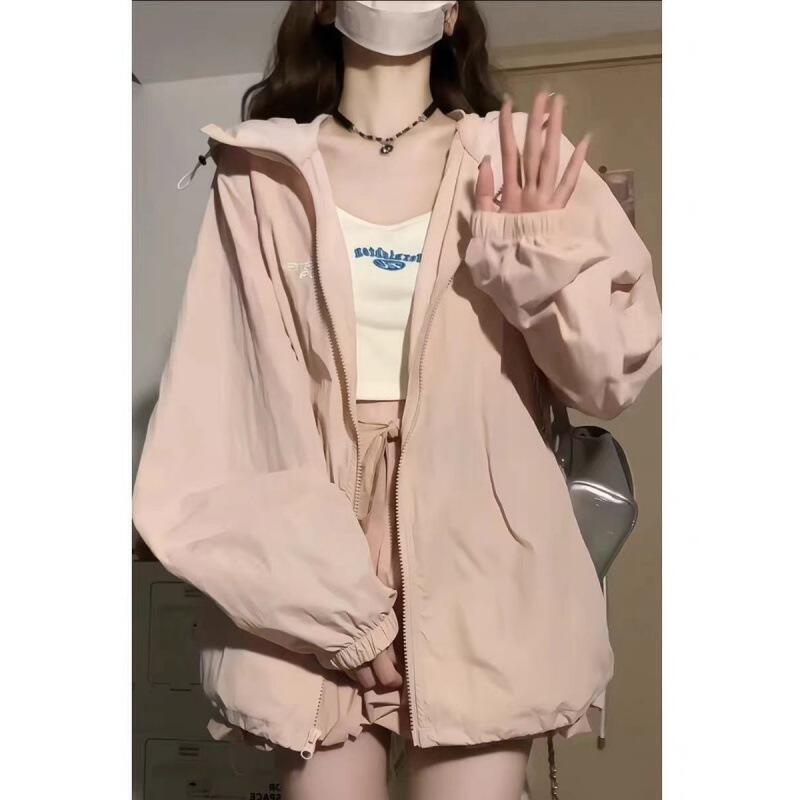 48h出貨丶粉色慵懶輕薄防曬衣外套女夏天戶外薄款寬鬆透氣休閒防曬服衝鋒衣