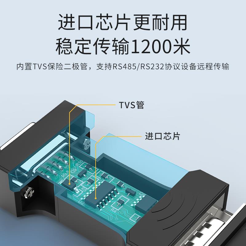 帝特RS232轉RS485轉換器工業級無源隔離轉換器串列埠協議模組防雷防浪湧雙向互轉RS485轉RS232轉換器DT-9000