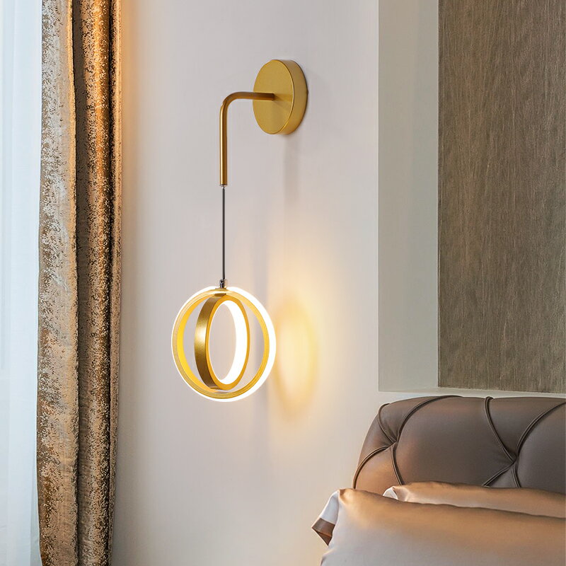 現代簡約客廳背景墻北歐臥室床頭燈壁燈led創意陽臺樓梯過道燈具