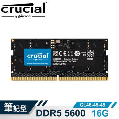 【現折$50 最高回饋3000點】Micron Crucial NB-DDR5 5600/ 16G 筆記型RAM