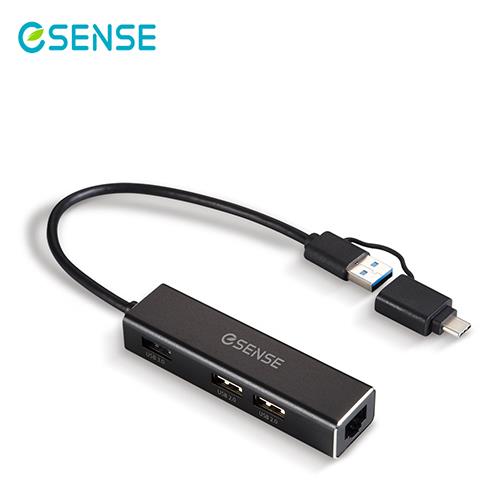 Esense逸盛 USB轉RJ45+USB HUB原價399(省60)