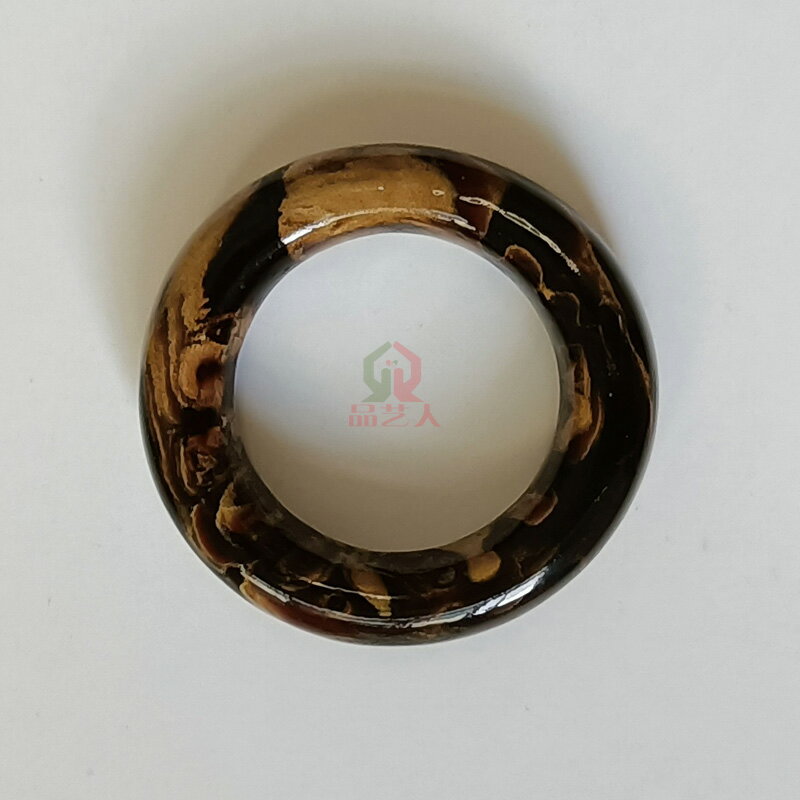 天然海柳圓形指環中式血柳戒指純黑花紋妖款男女情侶定情原始設計