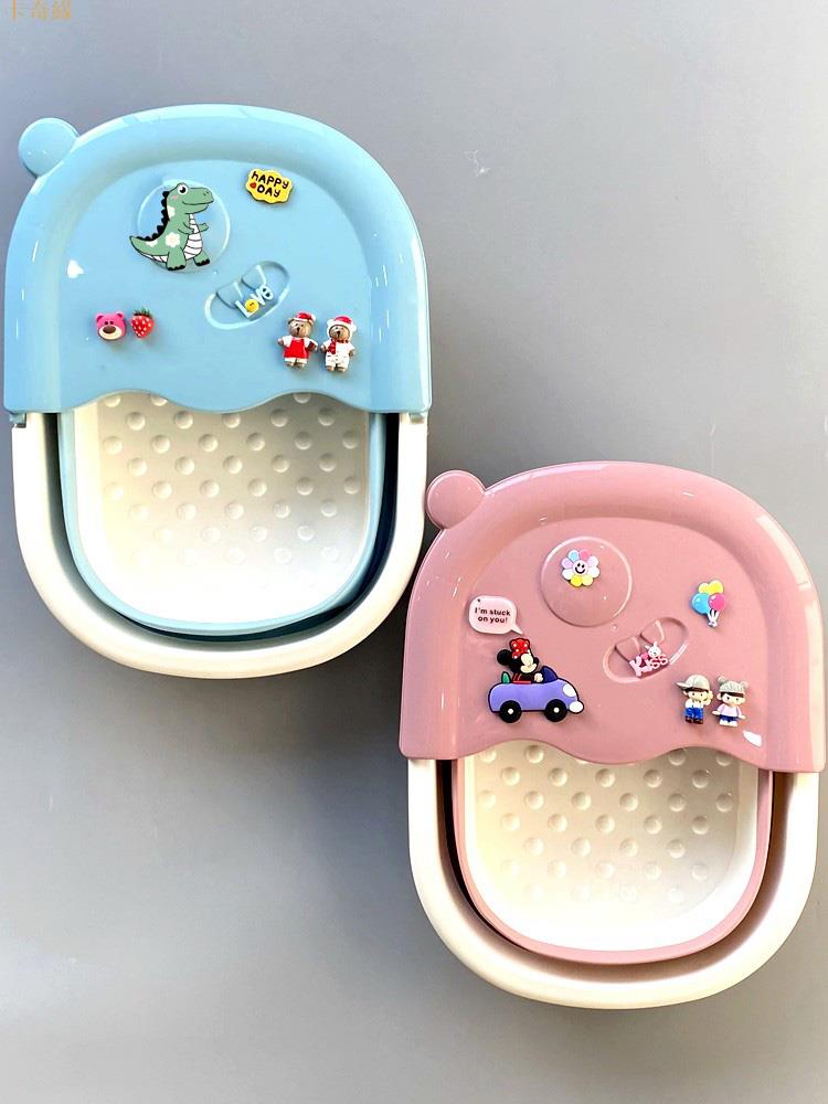 折疊兒童泡腳桶洗腳盆小孩寶寶足浴桶卡通可愛少女足浴盆塑料家用