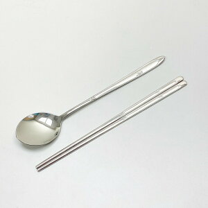 【首爾先生mrseoul】韓國 不鏽鋼湯匙+筷子 餐具組 (情字圖案) 韓國原裝進口