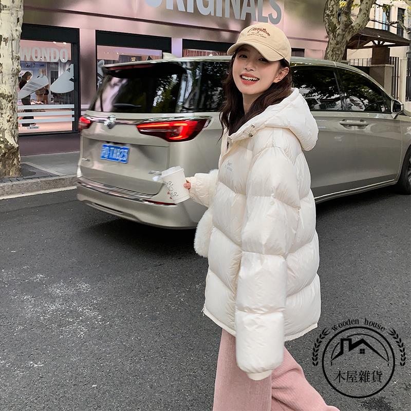 歐美正品羽絨服短版秋冬季戶外女士韓版白鴨絨連帽小個子麵包服【木屋雜貨】