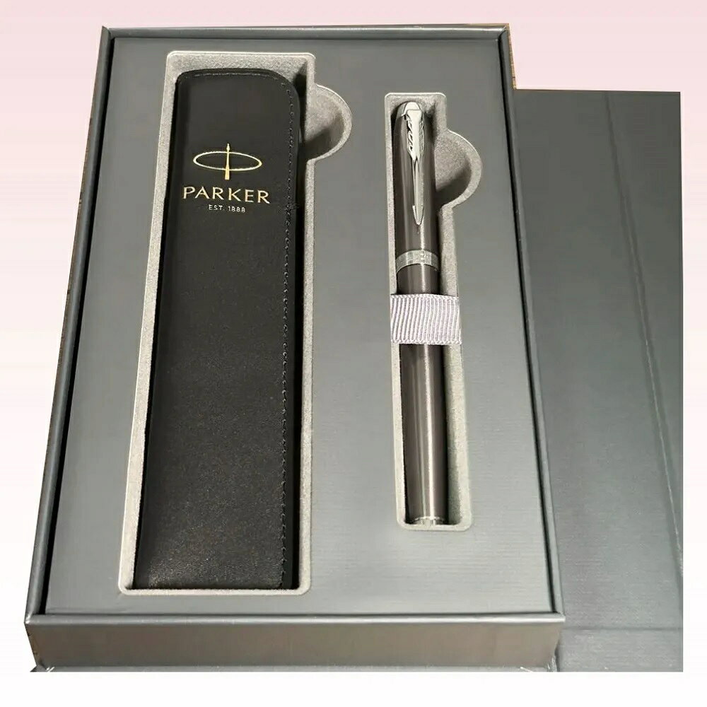 PARKER 派克 IM金屬灰白夾鋼珠筆 真皮筆套禮盒 可刻字