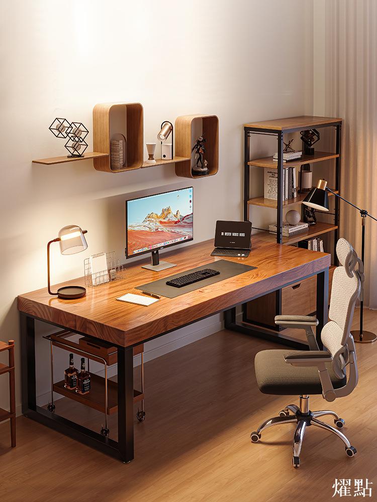 APP下單享點數9% 實木電腦桌臺式雙人書桌臥室家用簡約現代辦公北歐loft桌子工作臺