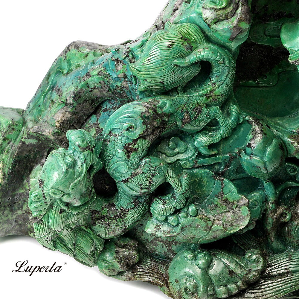 大東山珠寶 天然孔雀石觀音 稀有天然收藏雕件 觀音擺件 1.8KG 4