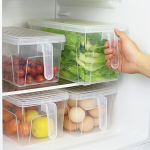 廚房儲物箱冰箱保鮮收納盒塑料透明家用水果雜糧食品冷藏盒長方形1入