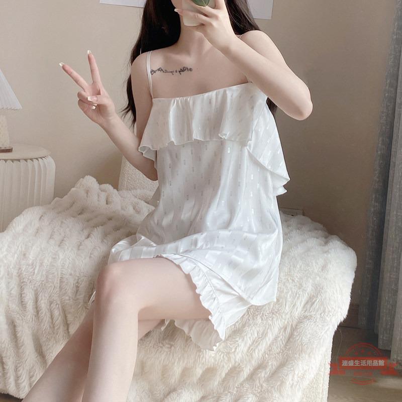 2022年夏季性感吊帶睡衣女網紅爆款冰雪絲甜美宮廷風家居服兩件套