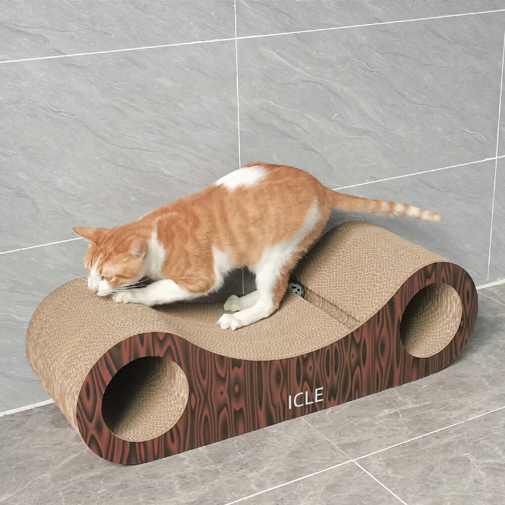 【台灣現貨】深木紋色鈴鐺貓枕頭貓抓板 貓咪沙發 貓咪榻榻米 貓抓板 磨爪板 4