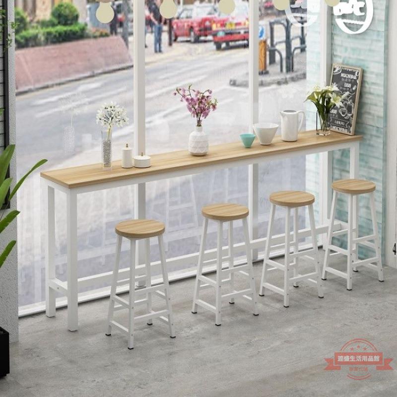 靠墻吧臺桌家用客廳高腳桌簡約酒吧餐桌奶茶店桌椅組合長條桌窄桌
