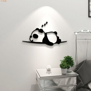 創意可愛卡通熊貓3d立體墻貼亞克力貼紙臥室床頭廚房玄關墻面貼畫