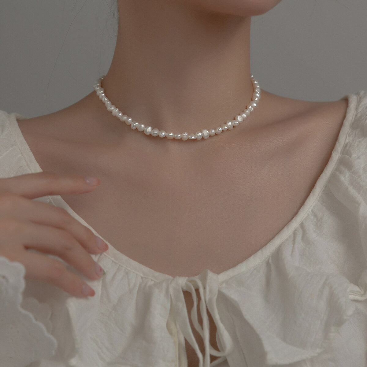 巴洛克珍珠項鏈復古宮廷風設計款珍珠頸鏈天然淡水珍珠個性鎖骨鏈