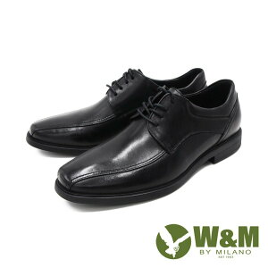 W&M(男)方頭雙車線綁帶正裝鞋 男鞋－黑