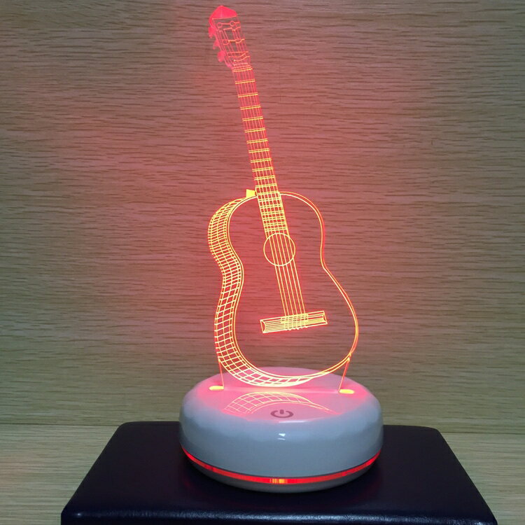 創意禮品夜光電吉他台燈USB小夜燈3d臥室LED床頭燈情人節生日 全館免運