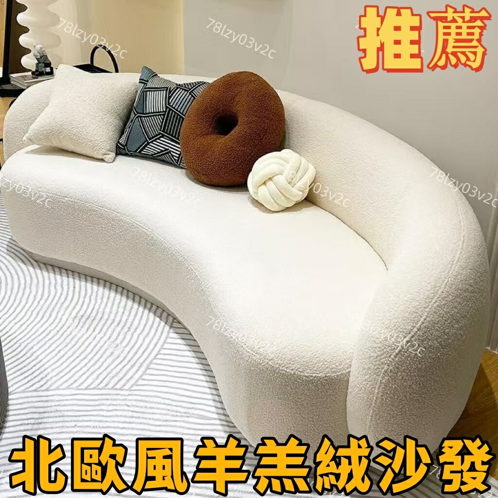全網熱銷北歐風客廳小戶型家用臥室弧形沙髮現代簡約設計休閒接待沙髮 羊羔絨沙發