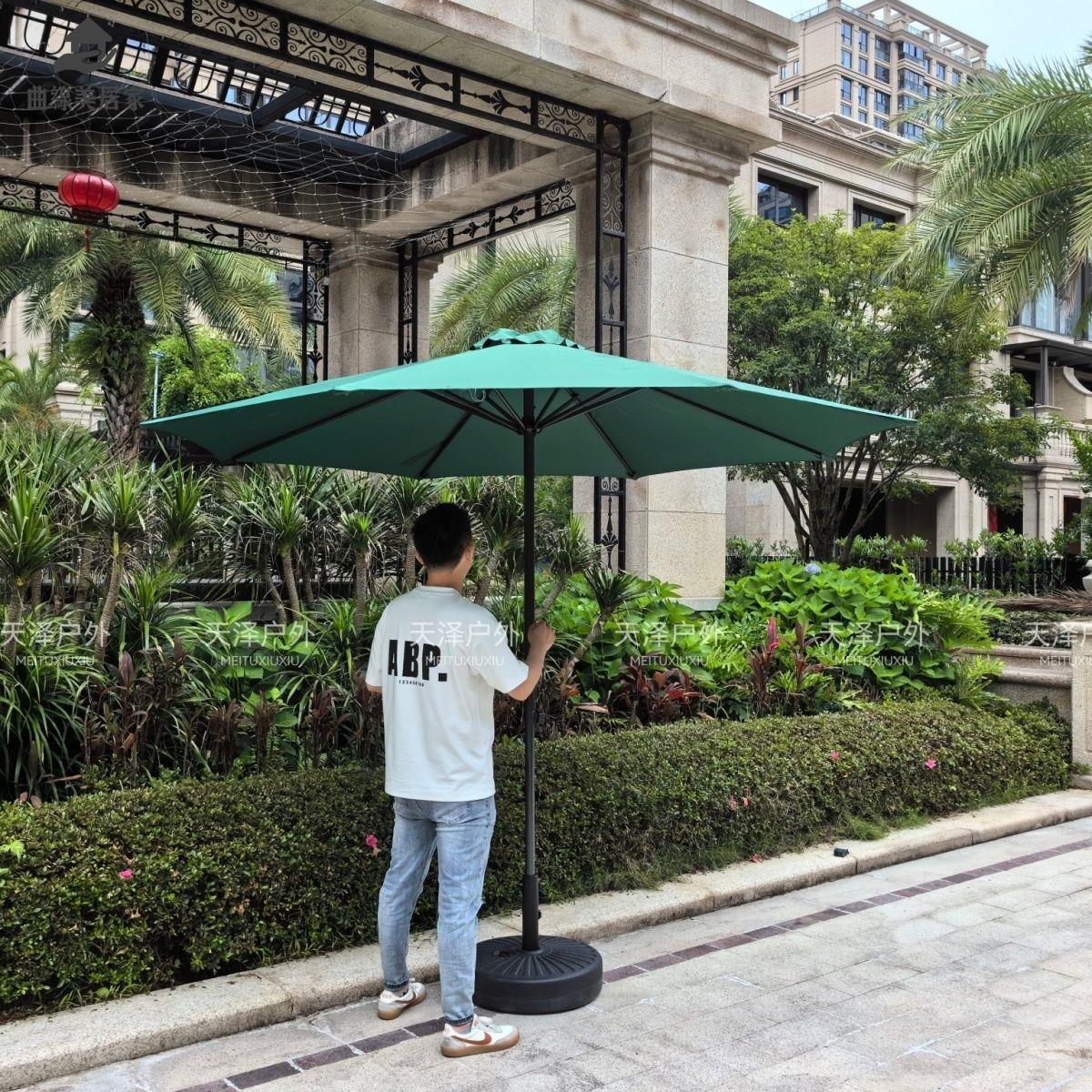 限時減免！遮陽傘 太陽傘 庭院傘 羅馬傘 戶外太陽傘遮陽傘庭院室外陽臺花園咖啡廳露臺別墅雙頂燈珠中柱傘 特價出 免運 開發票【hua3/20】