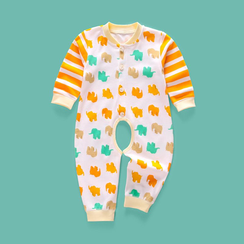 嬰兒純棉連體衣春秋哈衣新生兒衣服0-6個月3寶寶睡衣春裝秋裝爬服