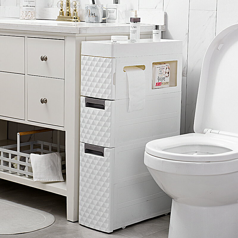 浴室夾縫櫃 18CM浴室夾縫置物架衛生間縫隙收納櫃廁所洗手間儲物架馬桶窄邊櫃『XY12682』