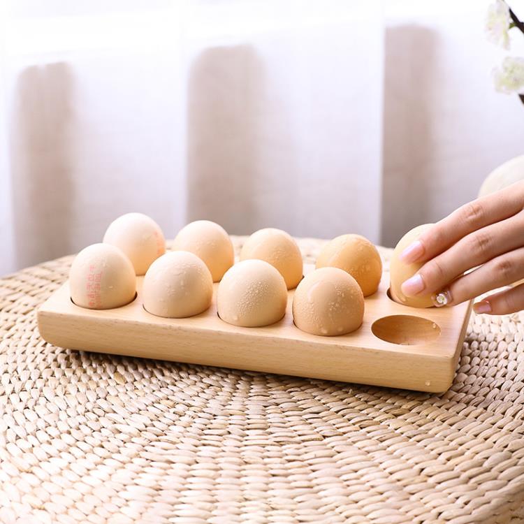 實木雞蛋收納盒放雞蛋的格子收納筐冰箱雙排十孔日式佳音雞蛋托盤 wk10712