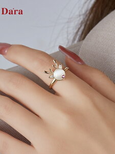 小眾設計可愛小鹿戒指女年時尚百搭戒子食指中指戒閨蜜禮物