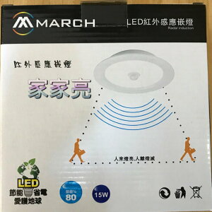 (A Light) MARCH 15W 15cm LED 紅外線感應崁燈 15瓦 15公分 紅外線 感應燈 崁燈 嵌燈