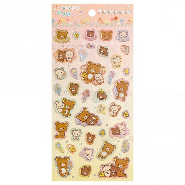 【震撼精品百貨】Rilakkuma San-X 拉拉熊懶懶熊~懶懶熊 透明貼紙-花朵*80602