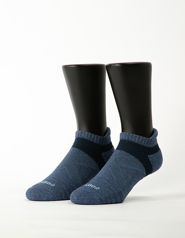 Footer 暖陽麻花輕壓力足弓船短襪 深藍24-27CM