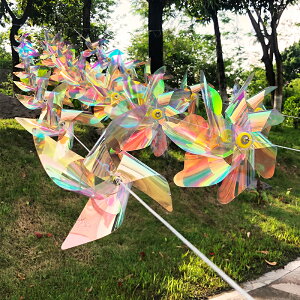 希寶 炫彩透明串式風車四葉七角幼兒園樓盤公園景區長廊美陳裝飾