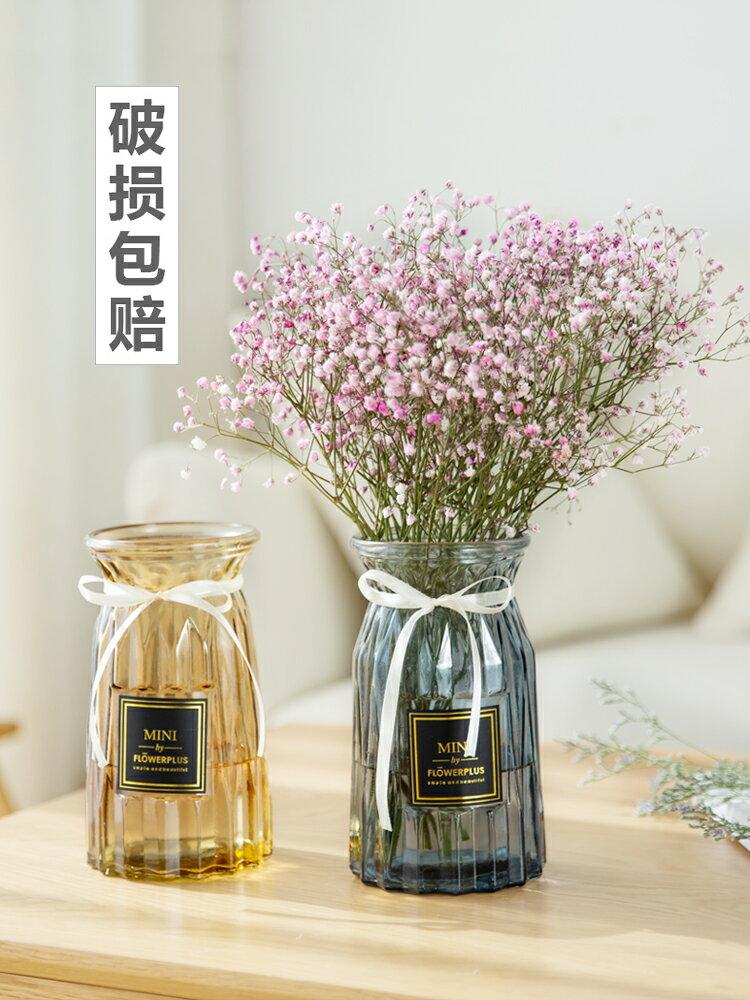 還不晚 歐式玻璃花瓶透明彩色水培植物花瓶客廳裝飾擺件插花瓶