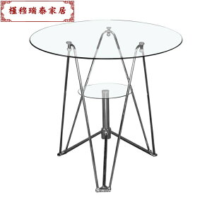 時尚洽談桌椅圓形鋼化玻璃茶幾邊角幾陽臺咖啡廳休閑接待桌椅