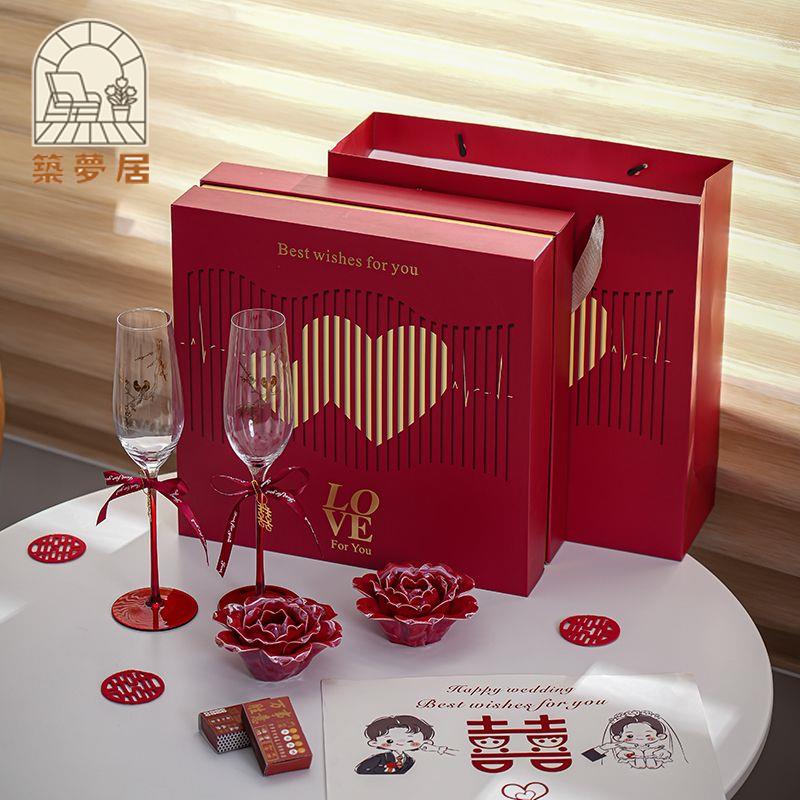 免運 伴手禮 結婚禮物 交換禮物 送禮品 陶瓷蠟燭套裝婚慶高檔浪漫送新郎新娘結婚閨蜜結婚禮物禮盒伴手禮工廠直銷 開立發票 特惠/售後保障Z1223