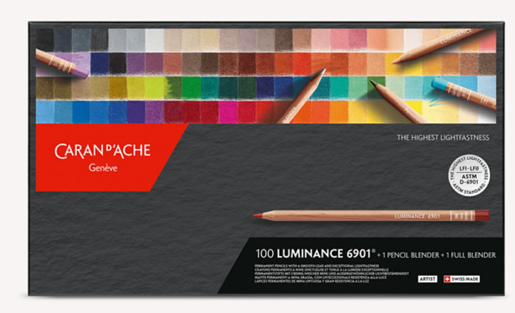 瑞士CARAN D'ACHE卡達LUMINANCE 6901極致油性色鉛筆100色 6901.800【領券滿額再折千8/31止】