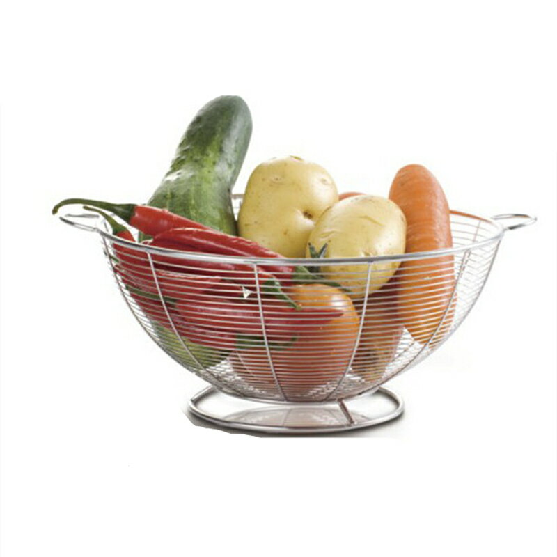 不銹鋼水果籃子家用客廳果盆現代簡約創意歐式水果盤廚房收納盒筐1入