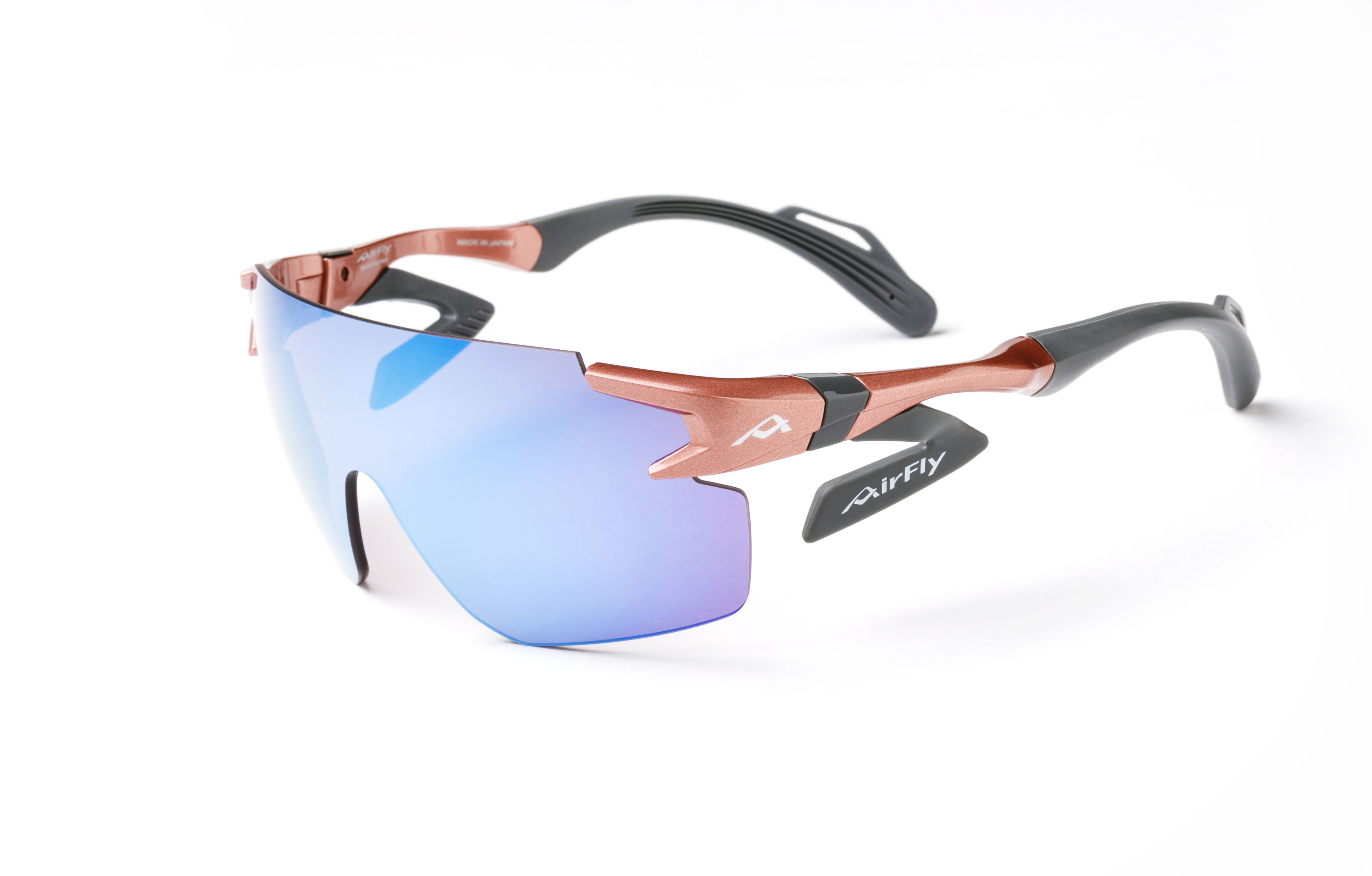 【AirFly】AF302WP-C4 無鼻墊運動太陽眼鏡 小臉福音 藍粉高對比偏光鏡片 鮭魚粉/灰