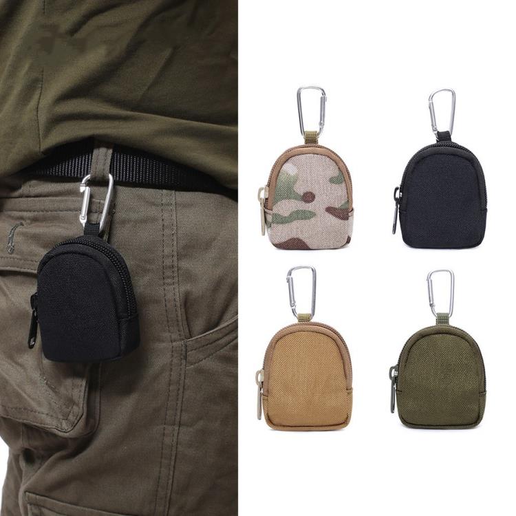 軍迷風格迷你鑰匙零錢耳機收納包隨身掛腰小包mini拉錬背包掛件