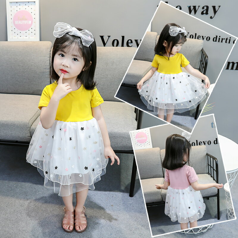 女寶寶夏裝短袖連衣裙新款韓版0-1-2-3歲嬰兒公主女童洋氣紗裙子