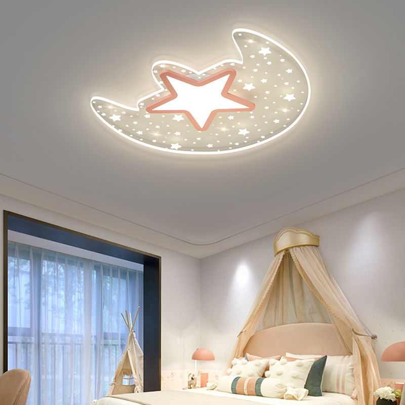 臥室燈現代簡約創意星星月亮房間燈北歐溫馨浪漫智能兒童房吸頂燈