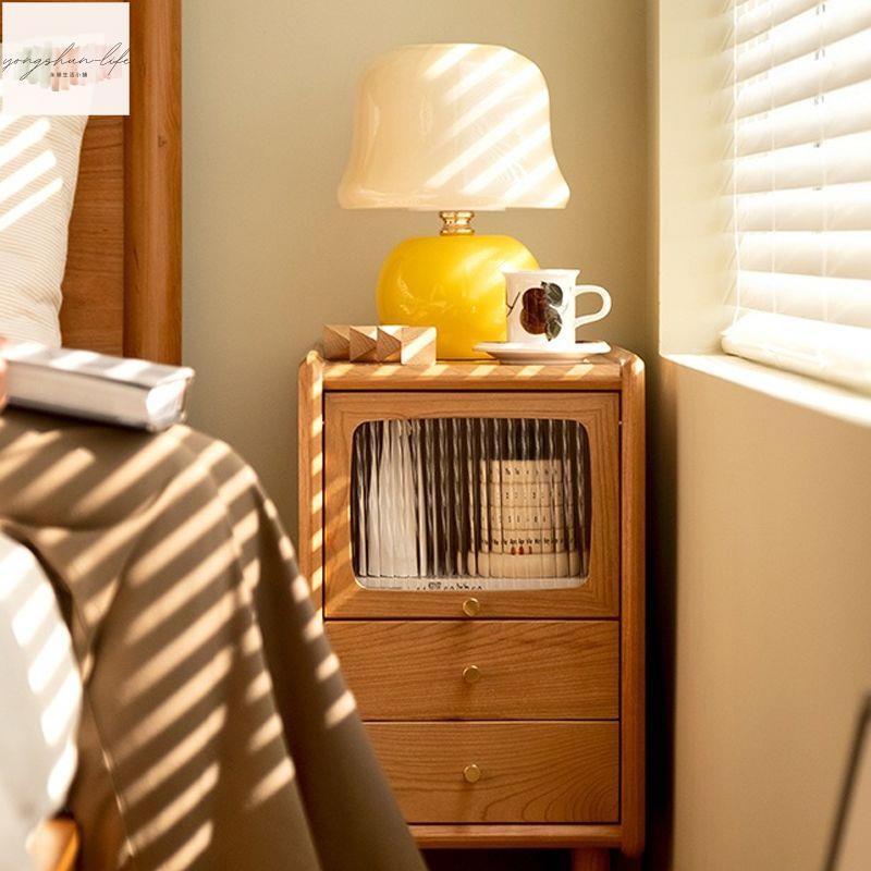日式窄床頭櫃原木小型30cm簡約現代實木臥室床邊櫃沙發邊櫃訂製