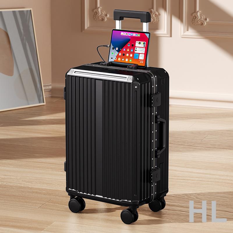 HL 新款行李箱2023拉桿箱女多功能鋁框登機箱24寸大容量男旅行皮箱子