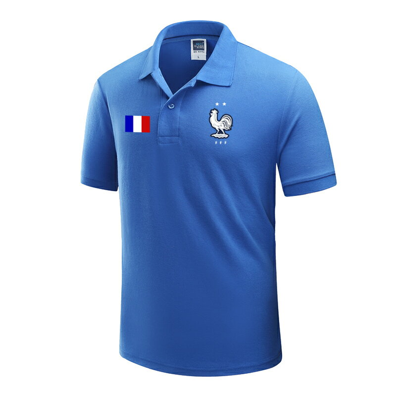 法國France國家隊世界盃奪冠男裝Polo衫足球運動訓練服短袖T恤夏