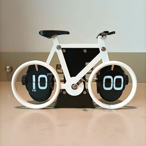 德國自動翻頁鐘表復古客廳擺件自行車翻頁機械時鐘鬧鐘個性臺鐘-快速出貨