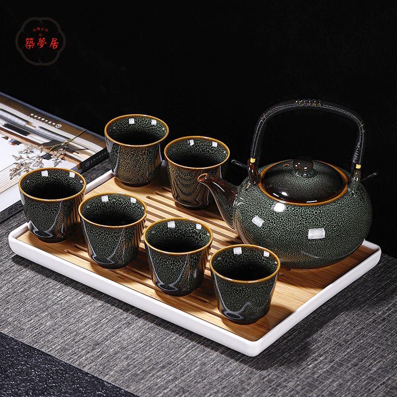 免運 工廠直銷 茶具 茶壺 功夫茶具 茶壺套裝 陶瓷提樑壺窯變功夫茶具整套中式家用辦公室喝泡茶壺茶杯現代簡約店長推薦/特惠 工廠現貨出 特價出 全館折扣 售後保障 zm5319