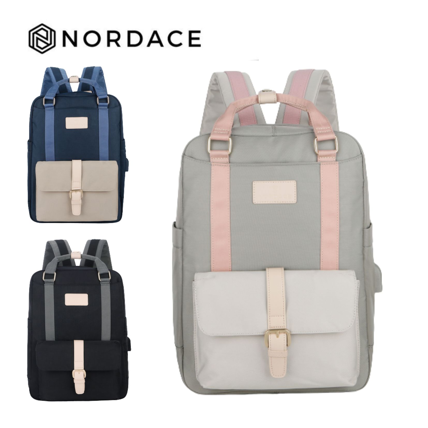 Nordace Eclat – 後背包 智能usb充電雙肩包 電腦包 旅行包 大容量 三色可選-灰色
